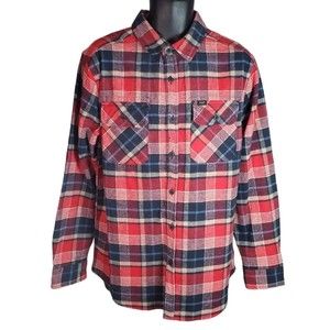 Lee Mens Size Medium Flannel Shirt Red Blue Plaid L/S Button Front Pockets New!